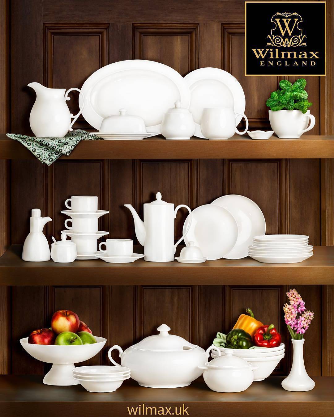 Wilmax 12-Inch White Square Porcelain Serving Dishes – Set of 3