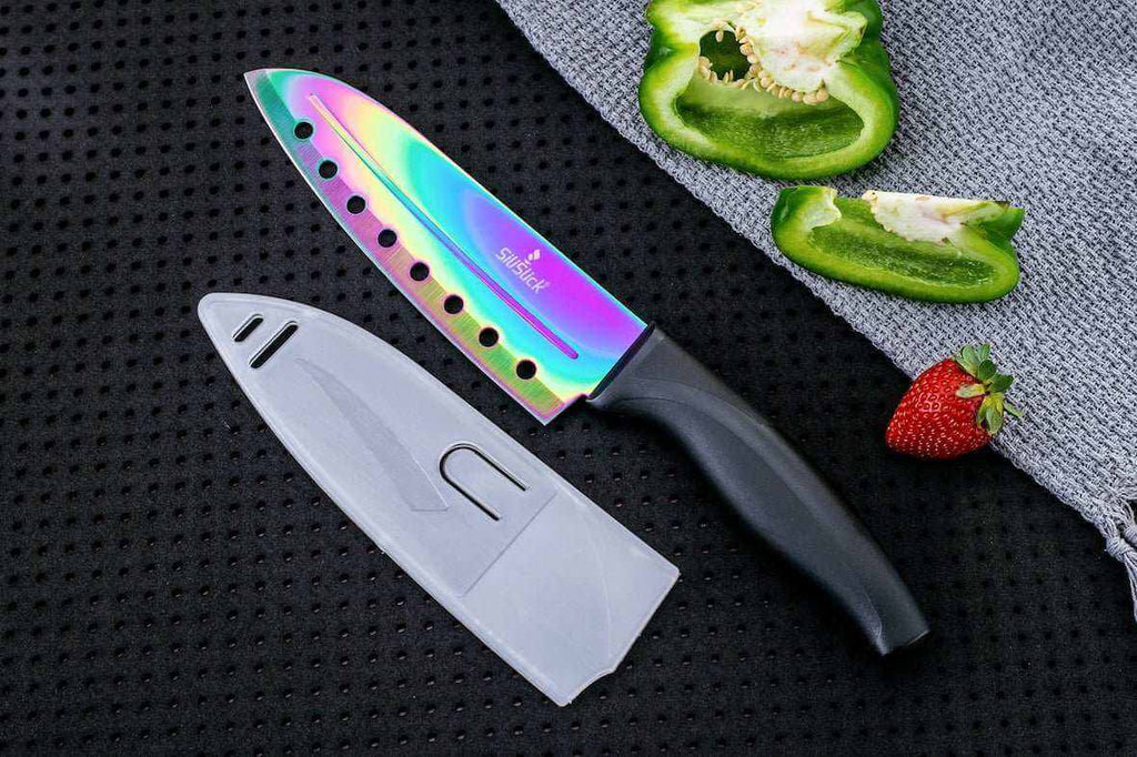 Titanium-Plated Kitchen Knife Set – Black Handles