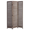 71" Brown Distressed Wood Folding Three Panel Screen Room Divider