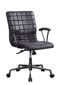 Vintage Black Leather Executive Office Chair with Casters