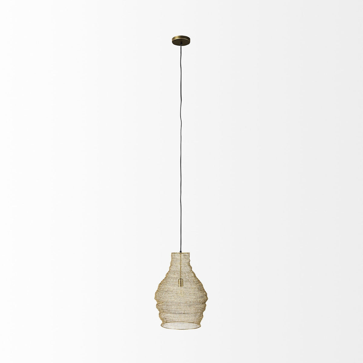 Gold Metal Wire Mesh Hanging Pendant Light