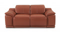 72" Camel And Silver Italian Leather Power Reclining Loveseat