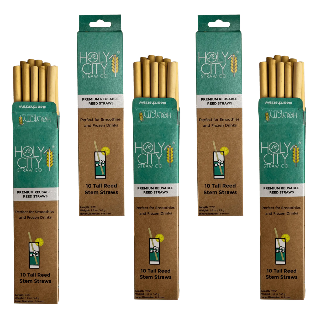 7.9" Jumbo Reed Straws | 10CT. | - 5 Pack Bundle