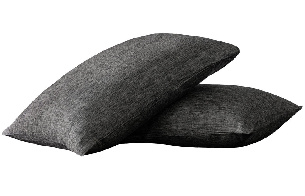 Set of Two Onyx Linen Pillowcases
