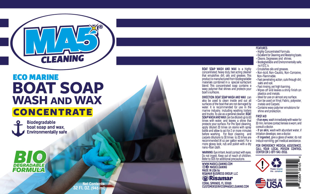 MA5X Marine Wash & Wax - Concentrated Boat Cleaner & Protectant