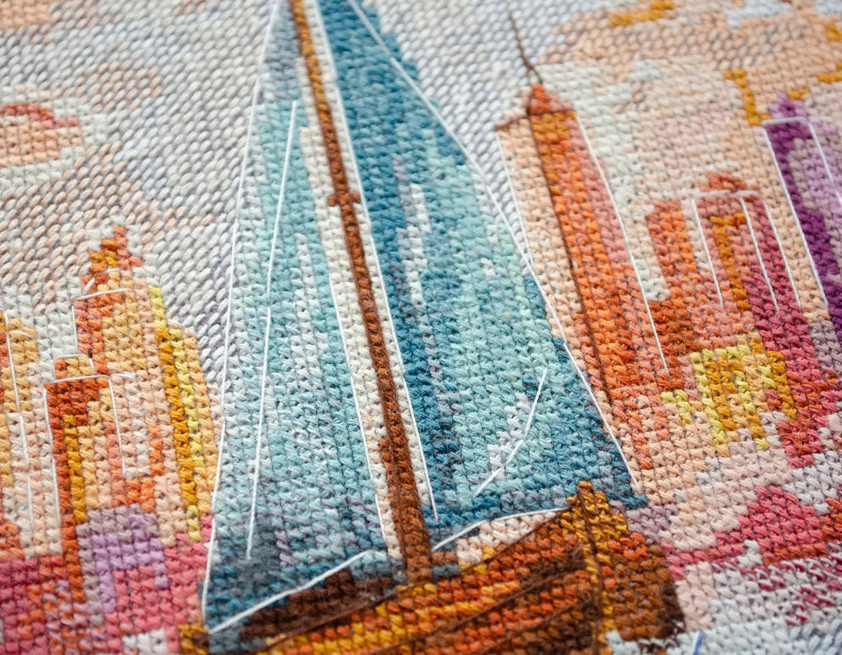 On the Waves of Adventure Sailboat Counted Cross-Stitch Kit by Abris Art AH-231