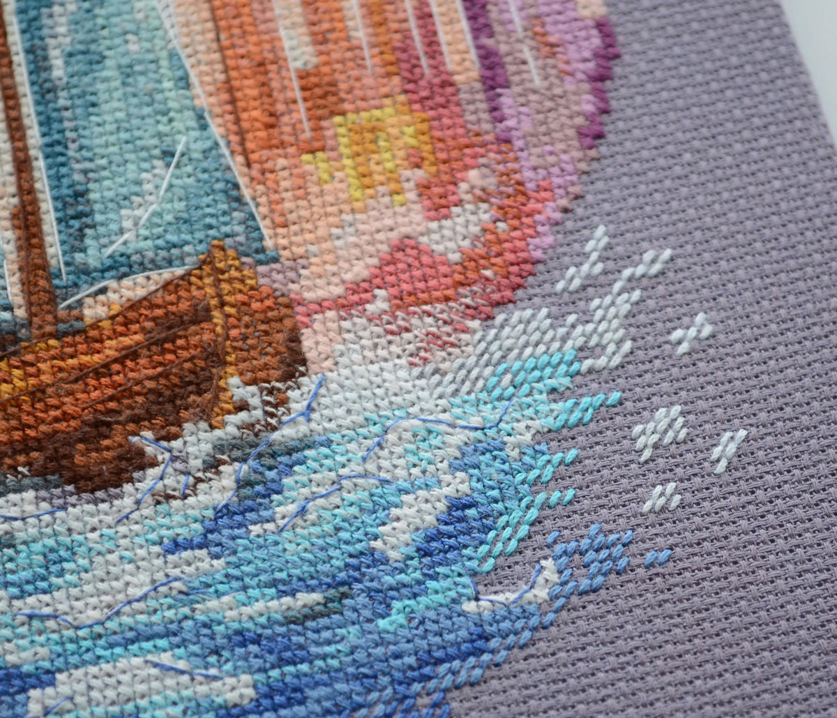 On the Waves of Adventure Sailboat Counted Cross-Stitch Kit by Abris Art AH-231