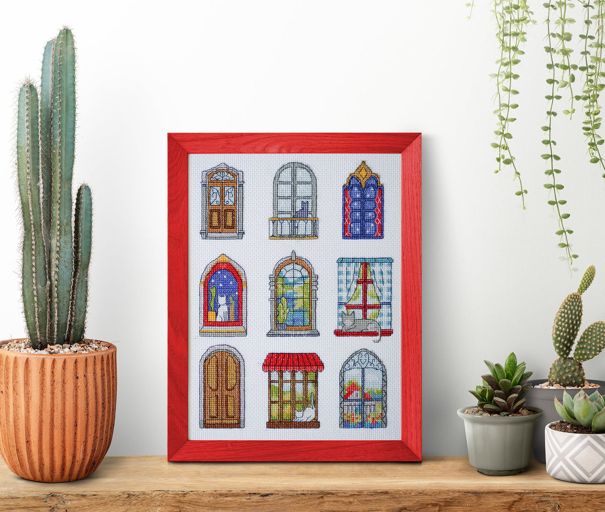 9 Little Cozy Tales Doors and Windows Sampler Counted Cross-Stitch Kit by Abris Art AH-284