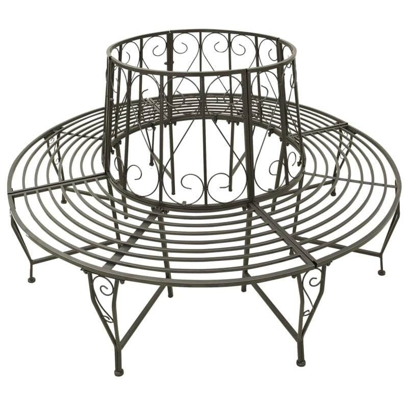Roundabout Circular Outdoor Garden Tree Bench in Heavy Duty Grey Steel