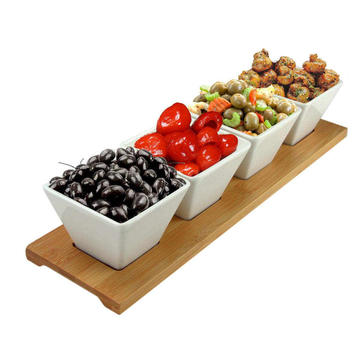 Elama Signature 5-Piece Appetizer Serving Set with Bamboo Tray