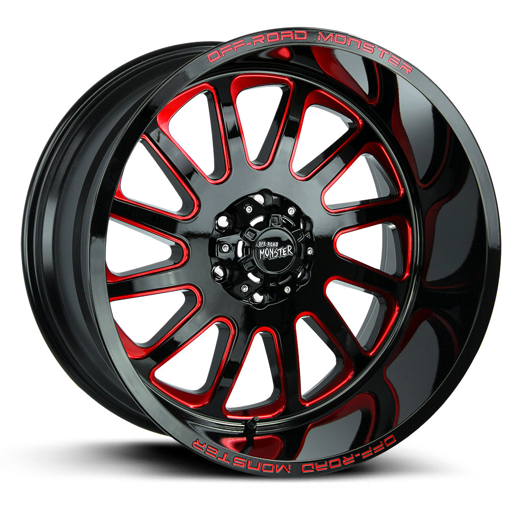Off Road Monster M17 Gloss Black Candy Red Milled Wheel