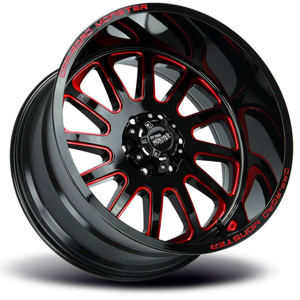Off Road Monster M17 Gloss Black Candy Red Milled Wheel