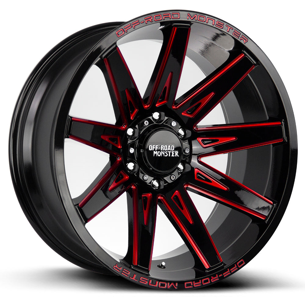 Off Road Monster M25 Gloss Black Candy Red Milled Wheel