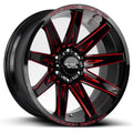 Off Road Monster M25 Gloss Black Candy Red Milled Wheel