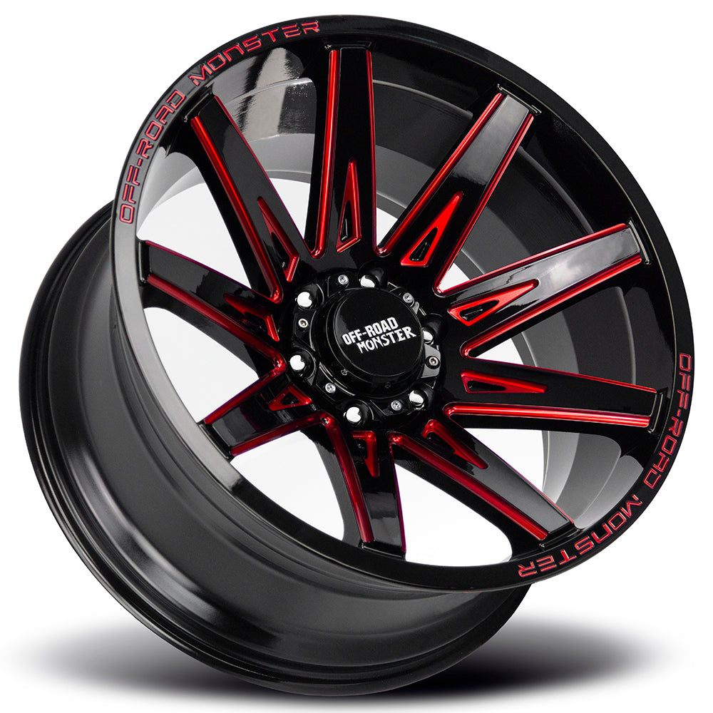 Off Road Monster M25 Gloss Black Candy Red Milled Wheel