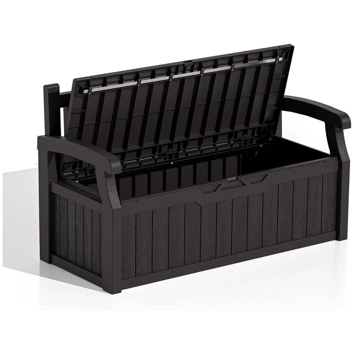 Heavy Duty Black Plastic Outdoor Storage Garden Bench Patio Deck Box