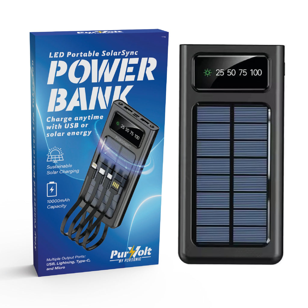 Pursonic Solarsync Portable Power Bank with LED Flashlight