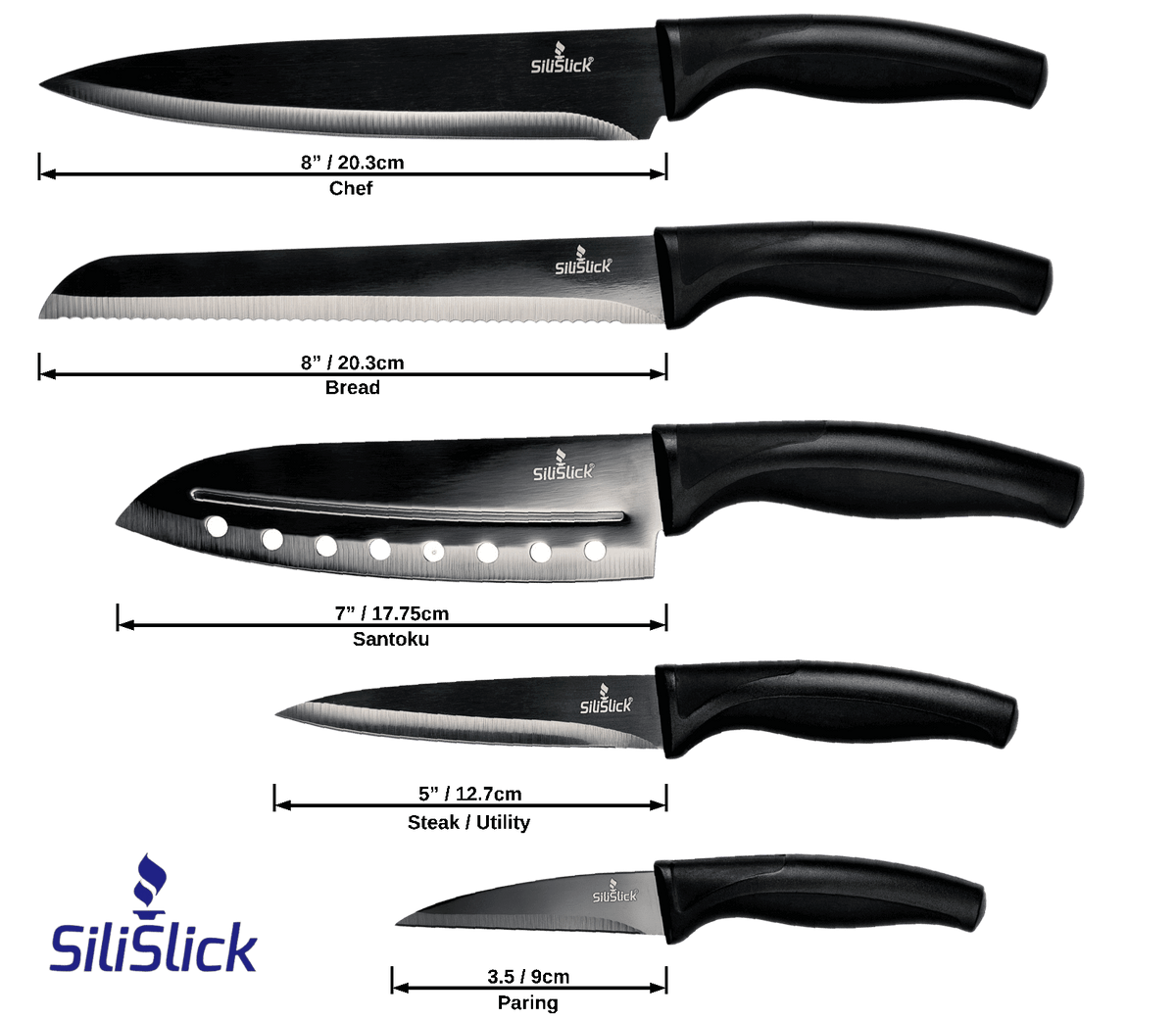 Kitchen Knife Set - Black Handle | Black Blade