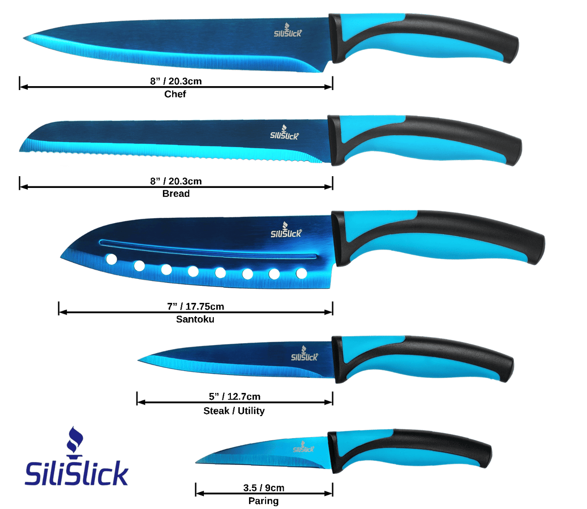 Kitchen Knife Set - Titanium Coated Blades