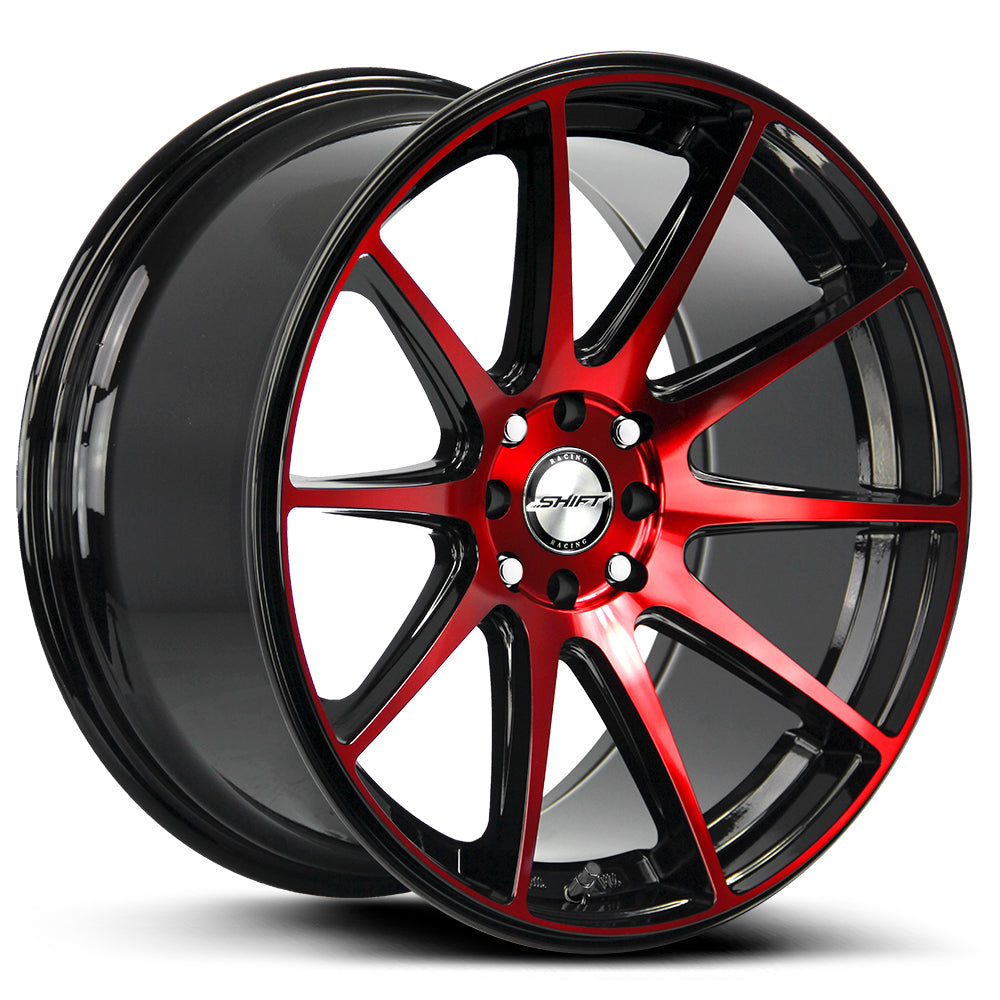 Shift Gear Gloss Black Candy Red Machine Wheel