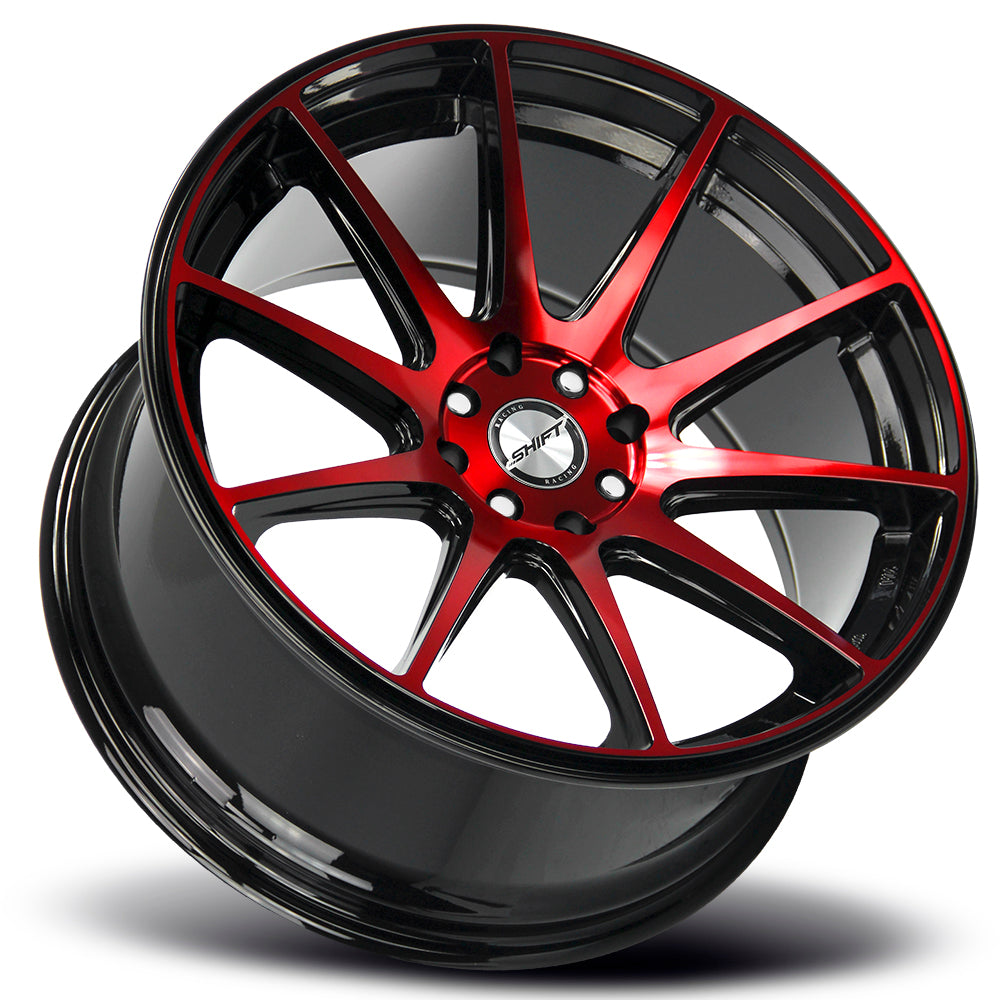 Shift Gear Gloss Black Candy Red Machine Wheel
