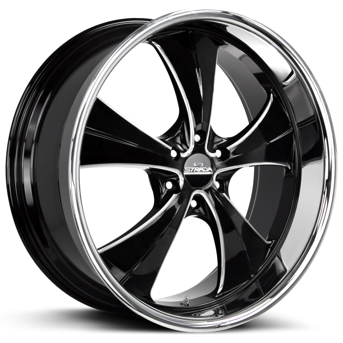 Strada Street Classics Old Skool Gloss Black Milled Stainless Steel Lip Wheel