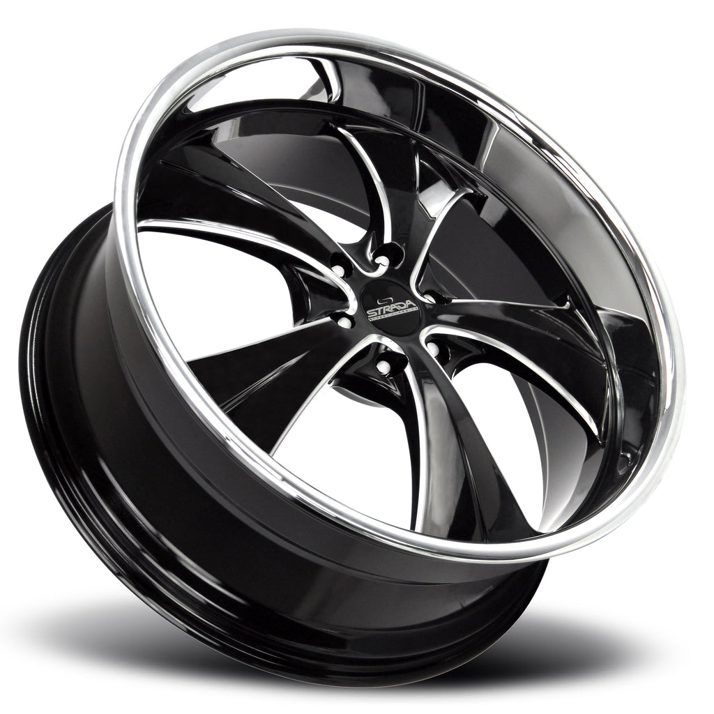 Strada Street Classics Old Skool Gloss Black Milled Stainless Steel Lip Wheel