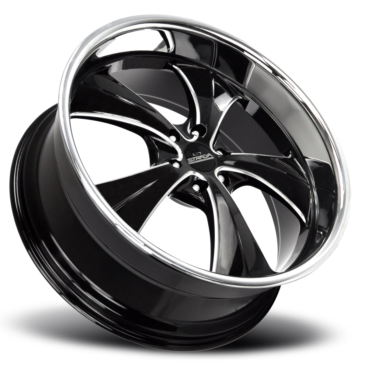 Strada Street Classics Old Skool Gloss Black Milled Stainless Steel Lip Wheel