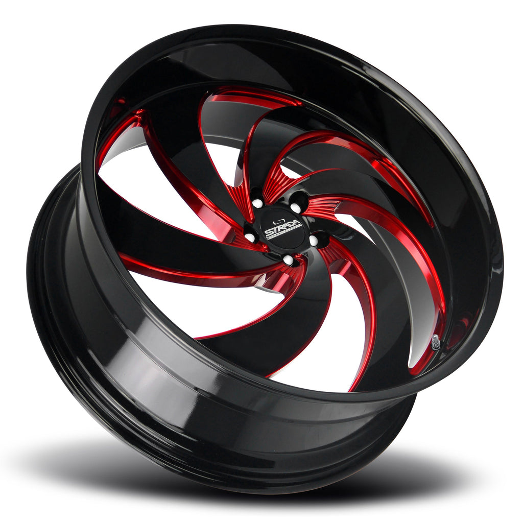 Strada Street Classics Retro 6 Gloss Black Candy Red Milled Wheel