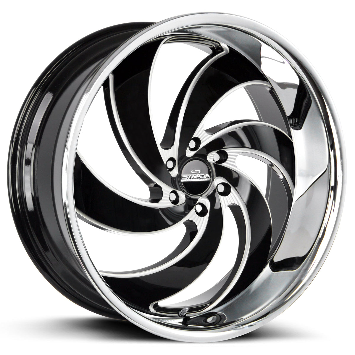 Strada Street Classics Retro 6 Gloss Black Milled Stainless Steel Lip Wheel