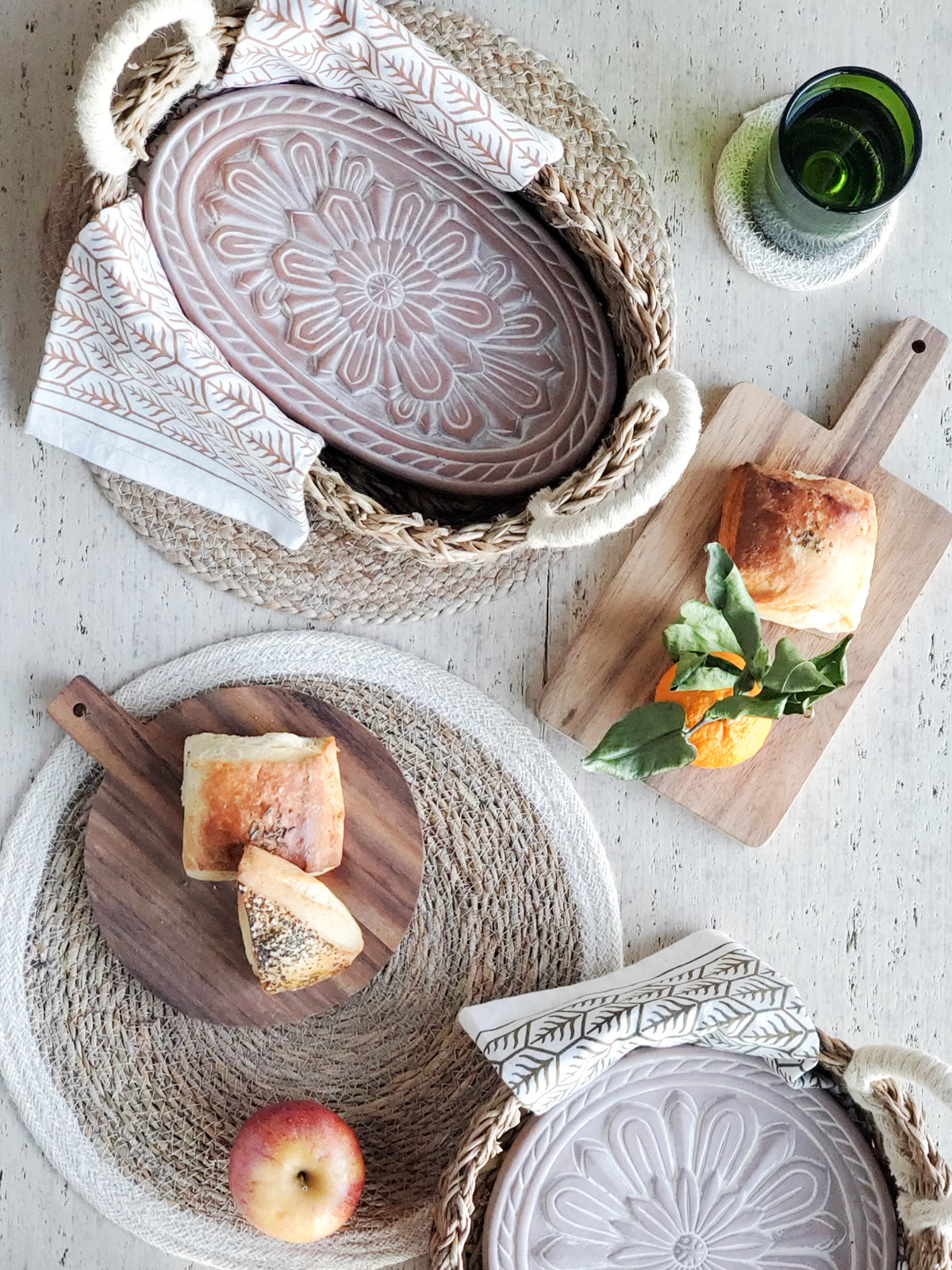 KORISSA Flower Bread Warmer & Handwoven Basket