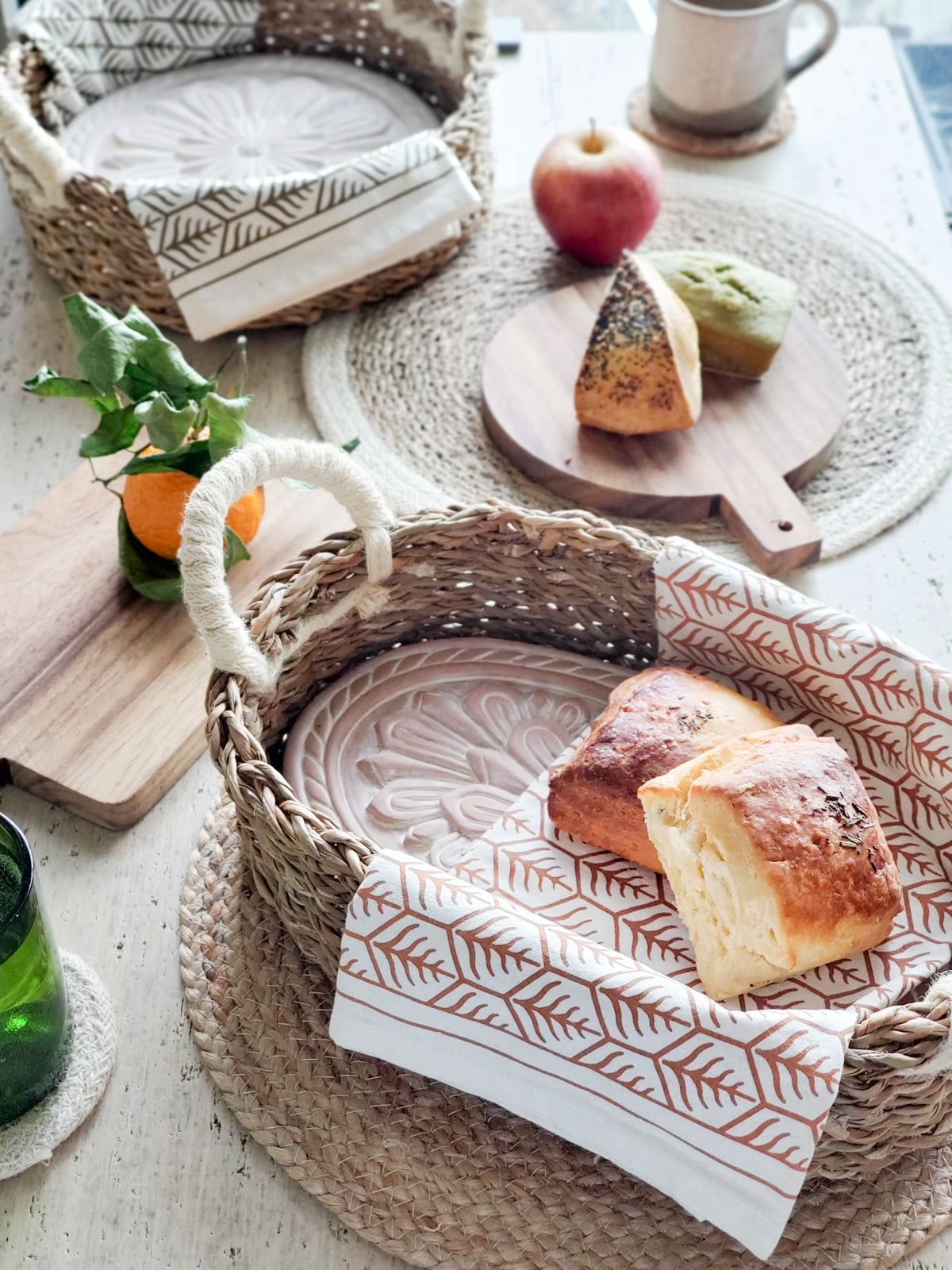 KORISSA Flower Bread Warmer & Handwoven Basket