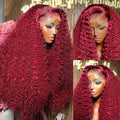 Burgundy Deep-Wave Lace-Front Human Hair Wig