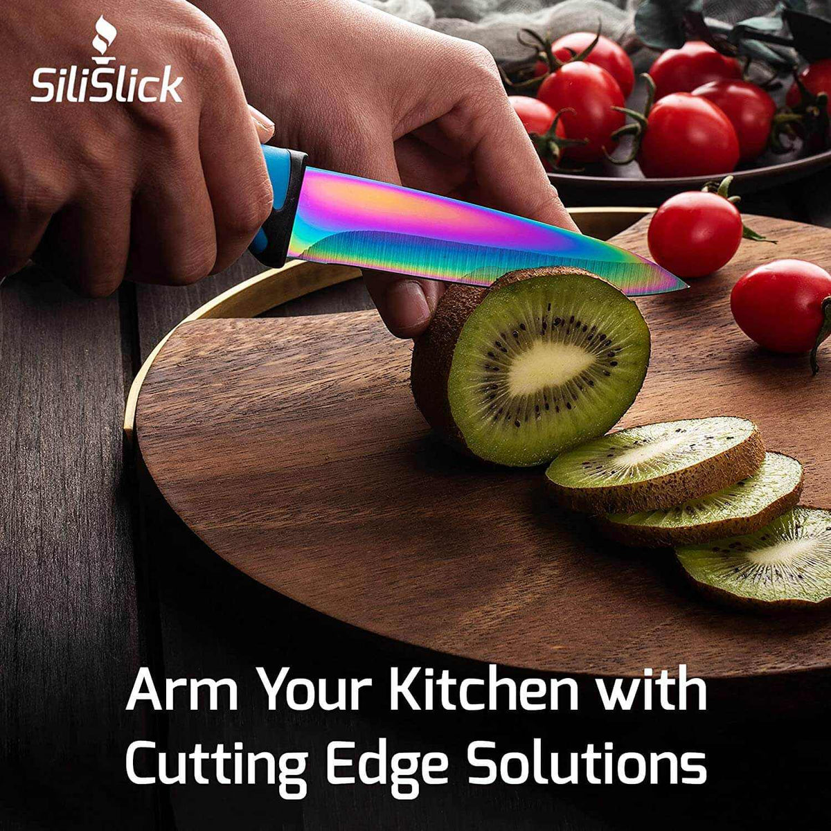 Steak Knife Set of 6 – Smooth Titanium-Coated Blades