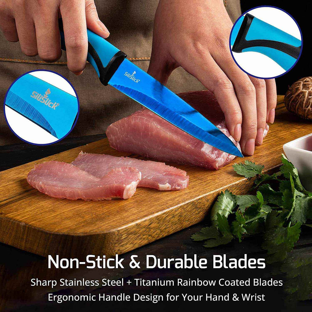 Steak Knife Set of 4 – Titanium-Coated Smooth Blades