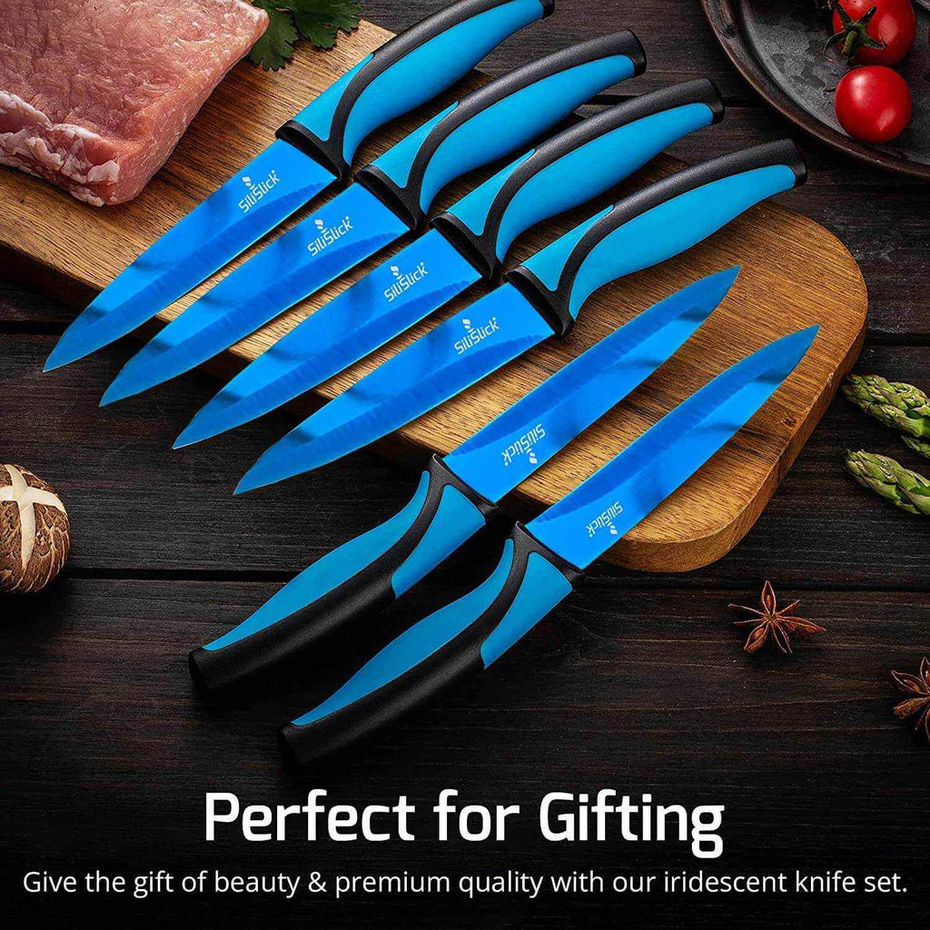 Steak Knife Set of 4 – Titanium-Coated Smooth Blades