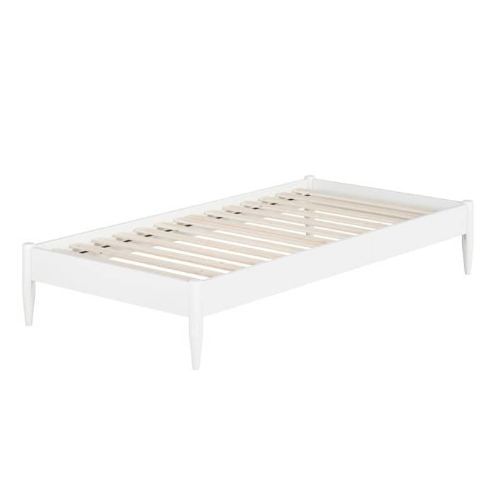 Twin Size Solid Hardwood Victorian Style White Platform Bed