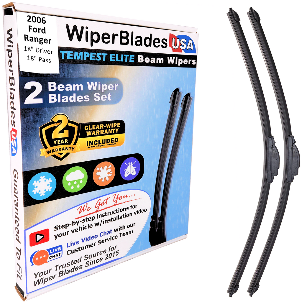 2006 Ford Ranger Wiper Blades Set w/2yr Warranty (Set of 2) Tempest Elite Wipers