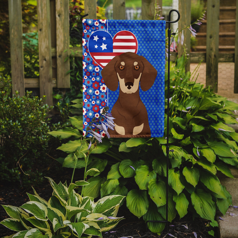 Chocolate and Cream Dachshund USA American Garden Flag