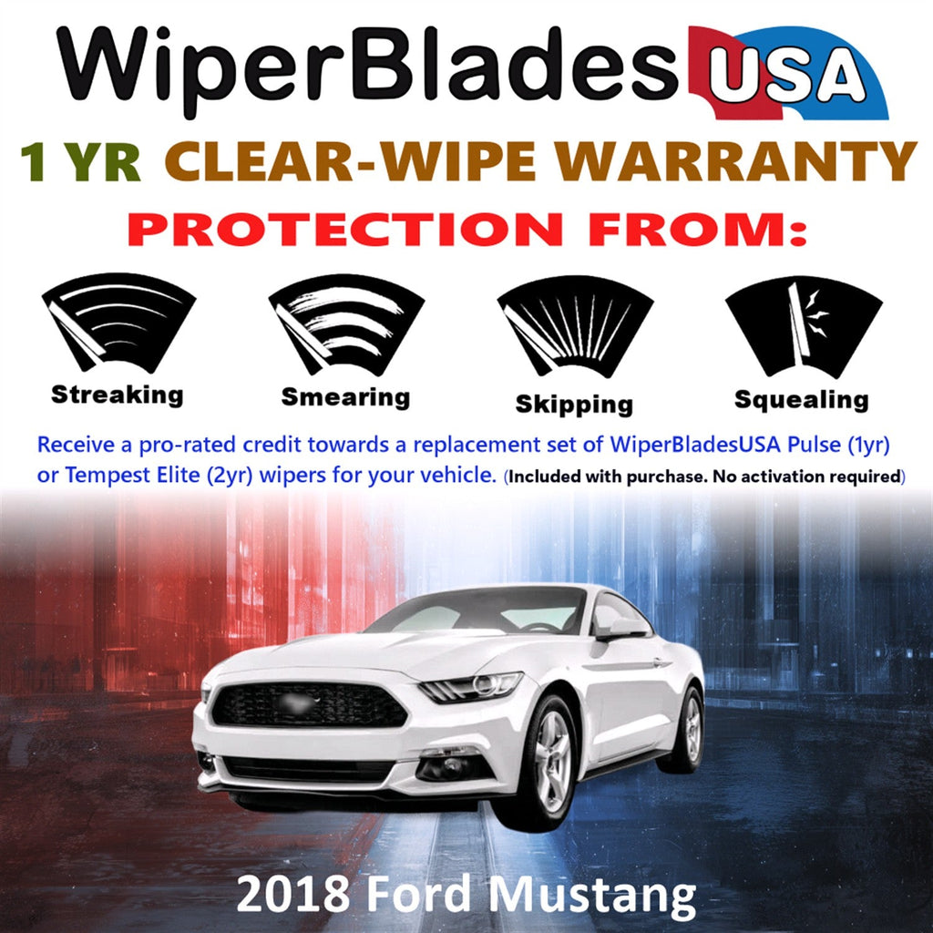 2018 Ford Mustang Wiper Blades Set w/1yr Warranty (Set of 2) Pulse Beam Wipers