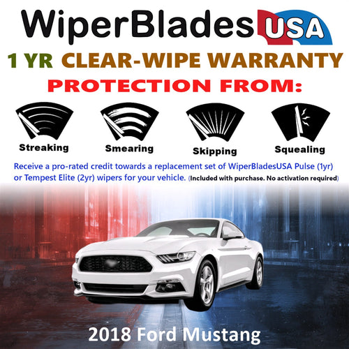 2018 Ford Mustang Wiper Blades Set w/1yr Warranty (Set of 2) Pulse Beam Wipers
