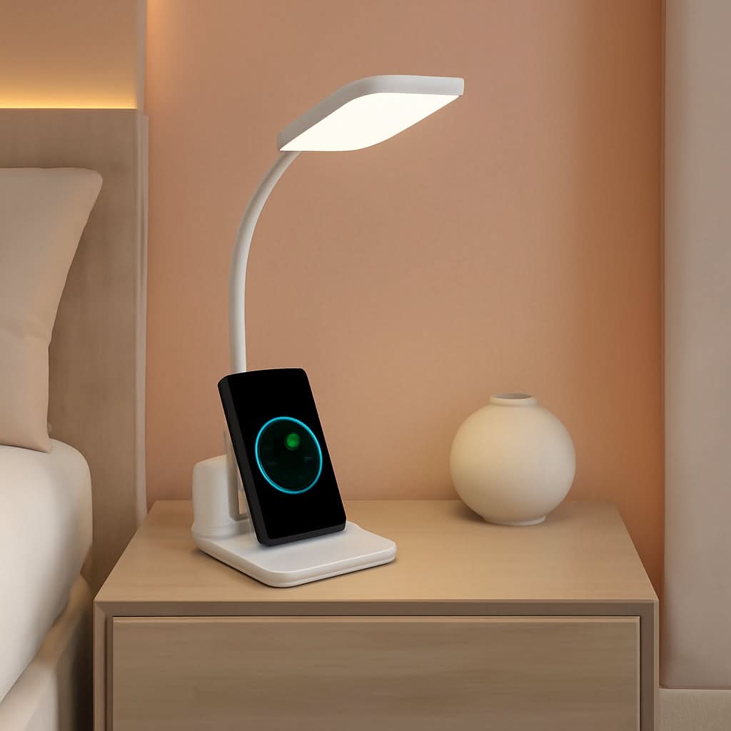 LED Desk Lamp With Wireless Charger White 800 Lumen