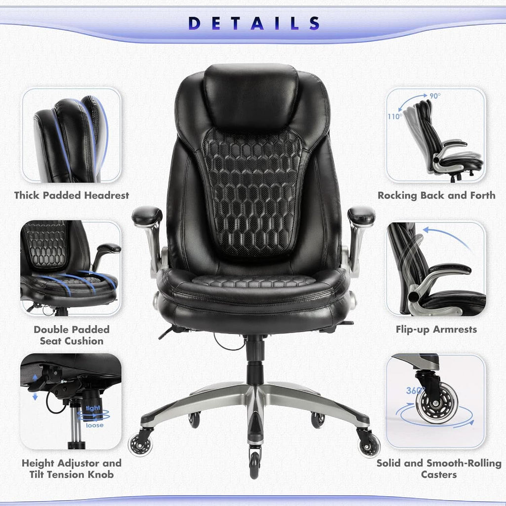 Ergonomic High Back Leather Office Chair For Home Use