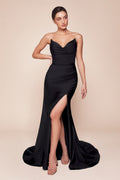 Strapless Fitted Satin Gown – CDCD791