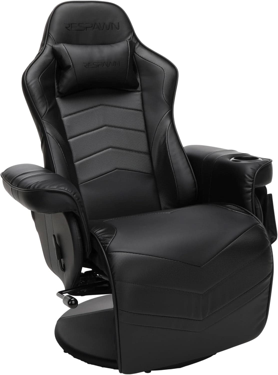 900 Gaming Recliner Black With Adjustable Leg Rest Cupholder