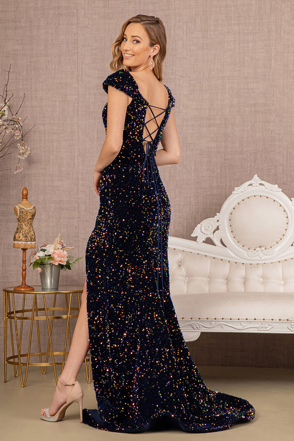 Off-Shoulder Sequin Velvet Mermaid Gown – GLGL3148