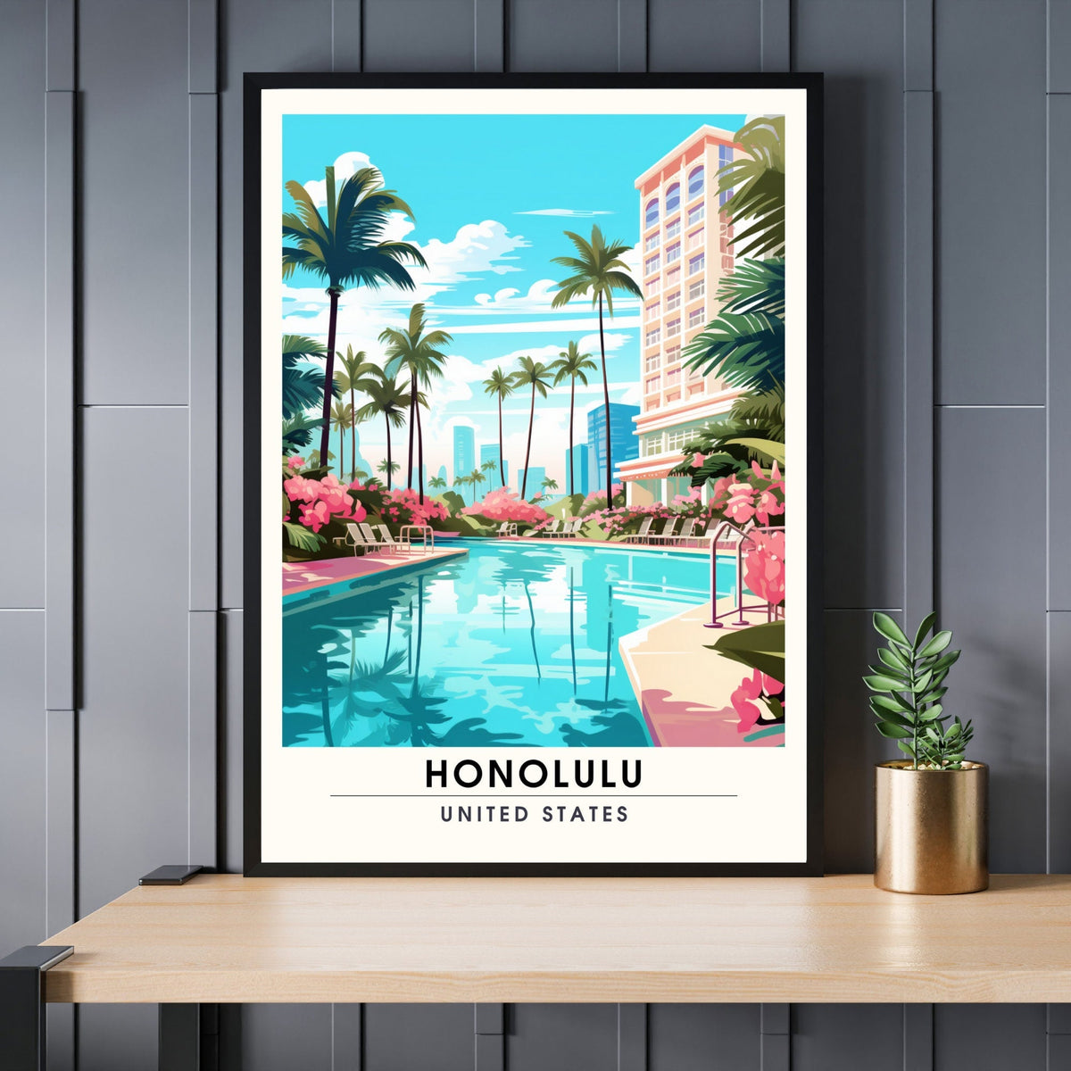 Honolulu, Hawaii Travel Art Print