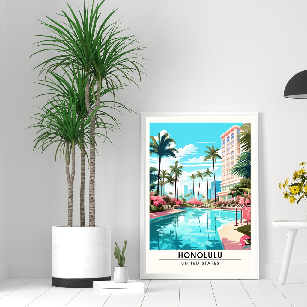 Honolulu, Hawaii Travel Art Print