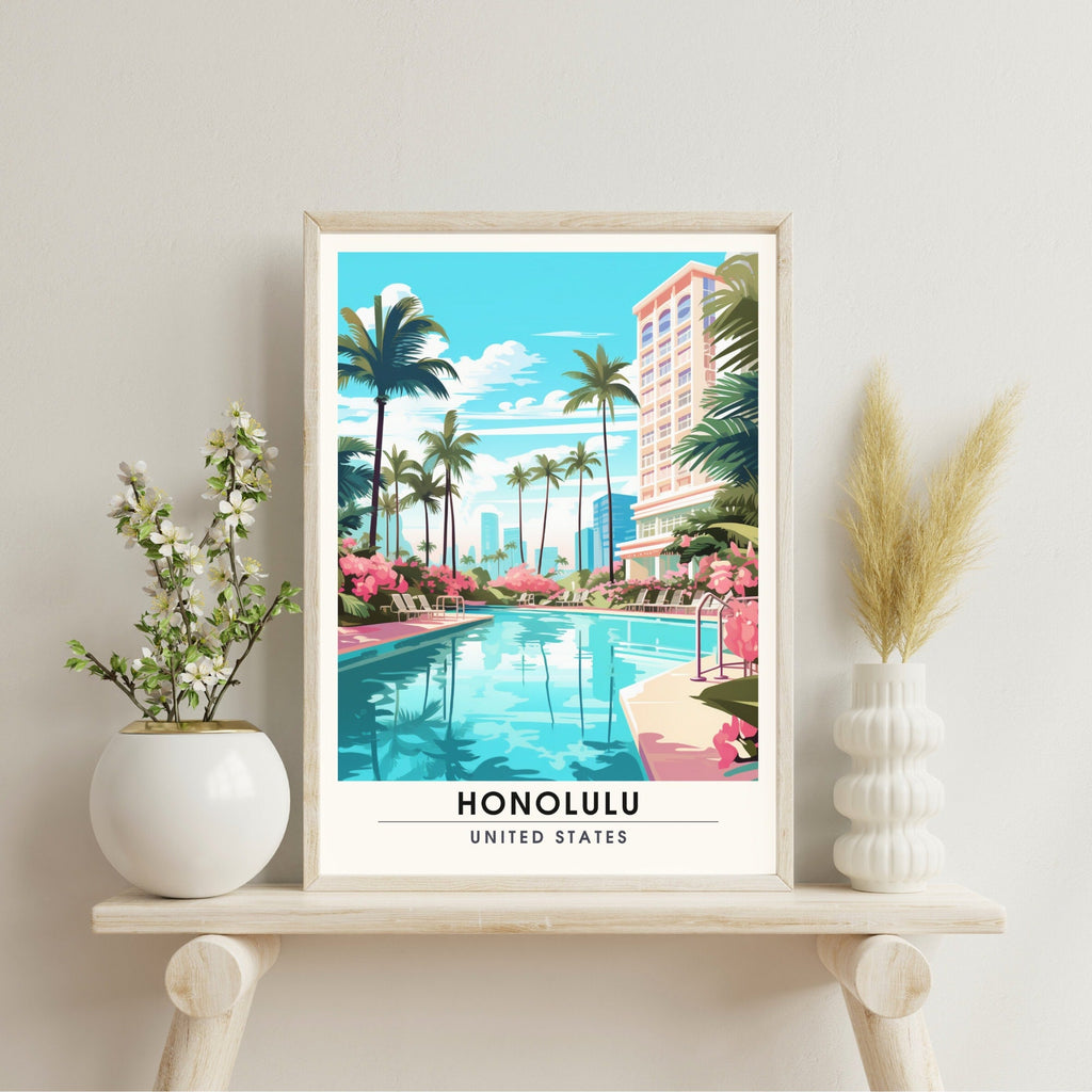 Honolulu, Hawaii Travel Art Print
