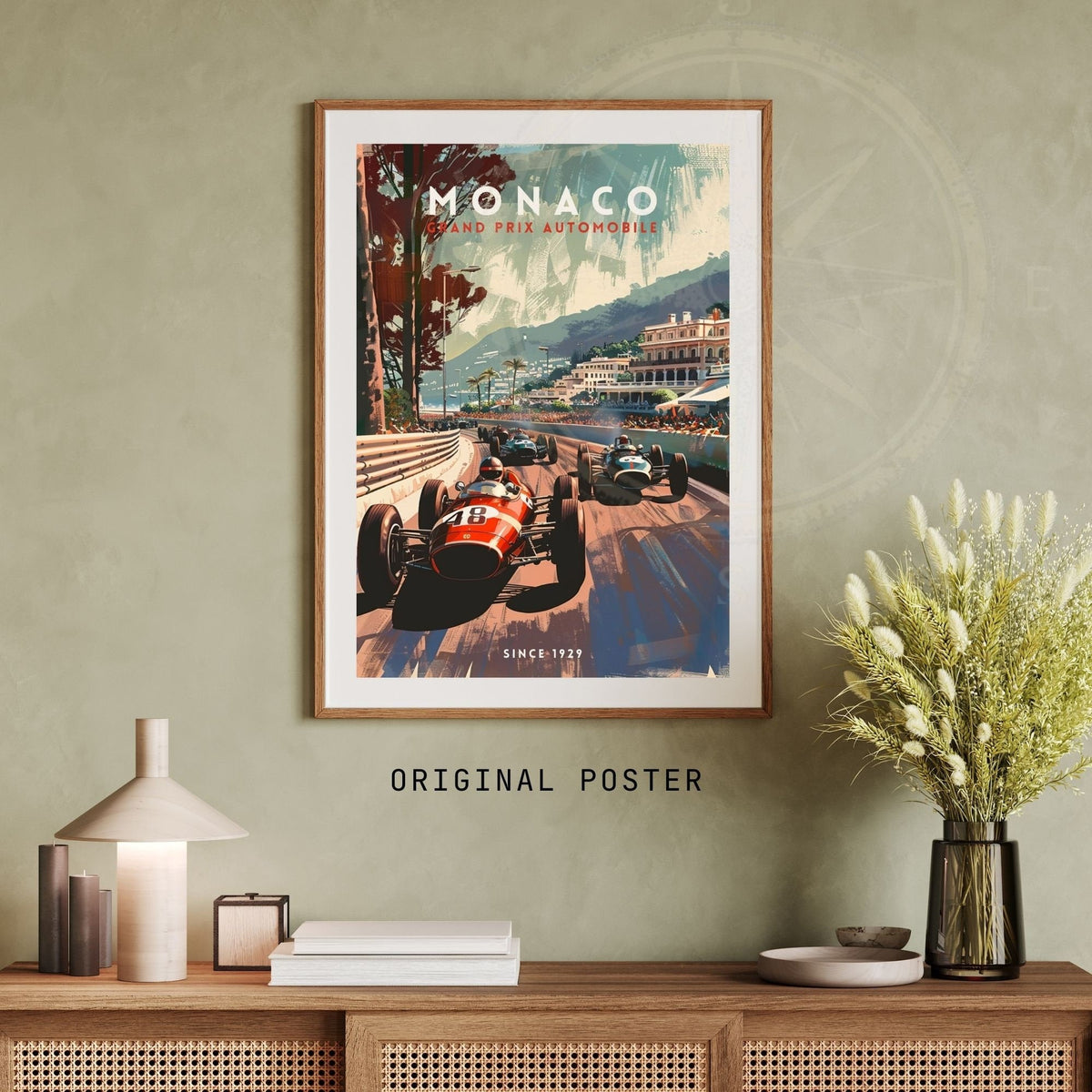 Monaco Grand Prix Vintage Car Art Print